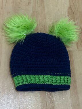 Adult Hand Stitched Beanie with Pom Pom's